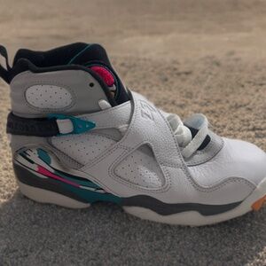 Air Jordan 8 Retro Aqua OG – Talla 7 Mujer / 6.5 Youth – Edición Clásica
